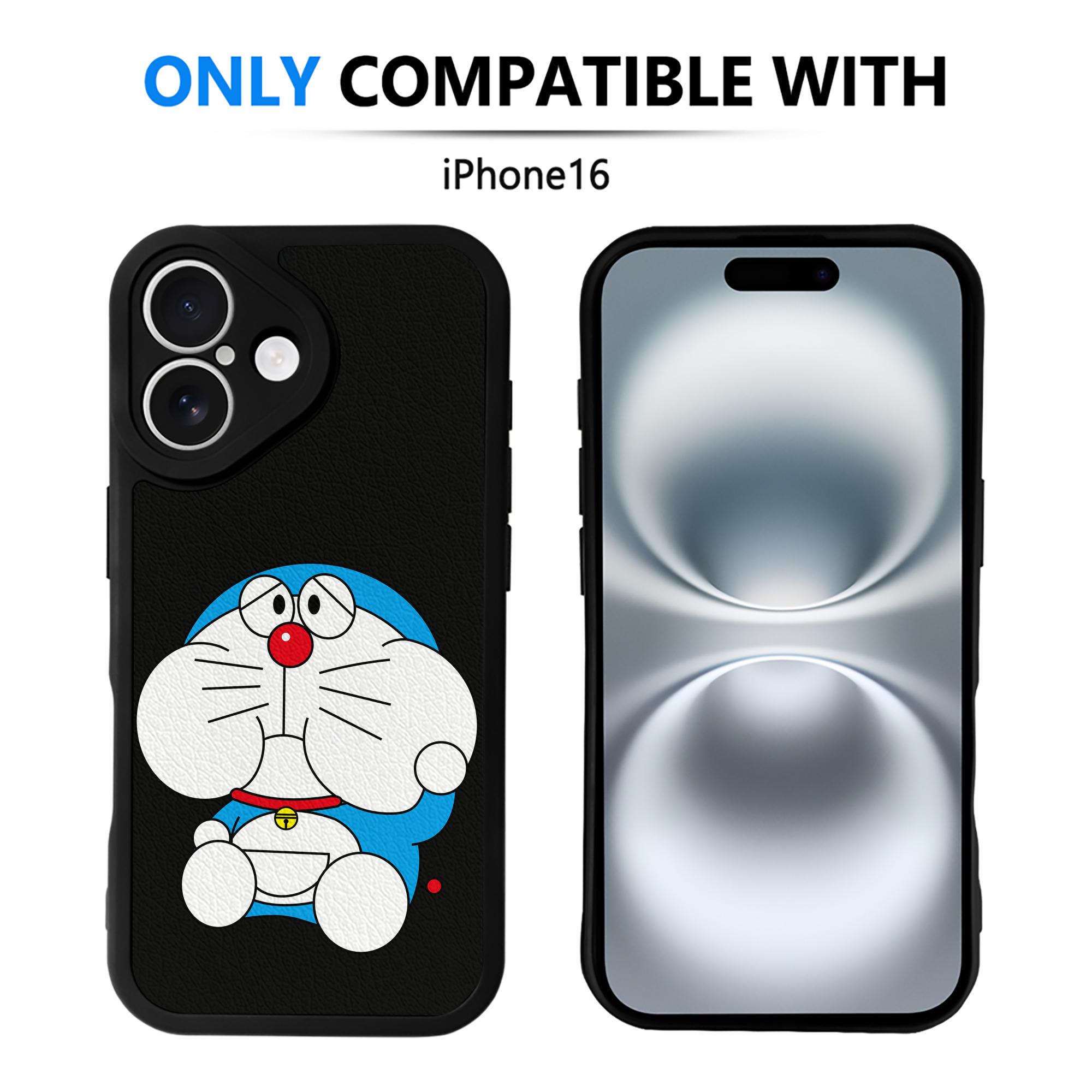 （画像用） ドラえもん Doraemon 【iPhone 16シリーズ対応】シリコンスマホケース（レザー調） 材質：シリコン